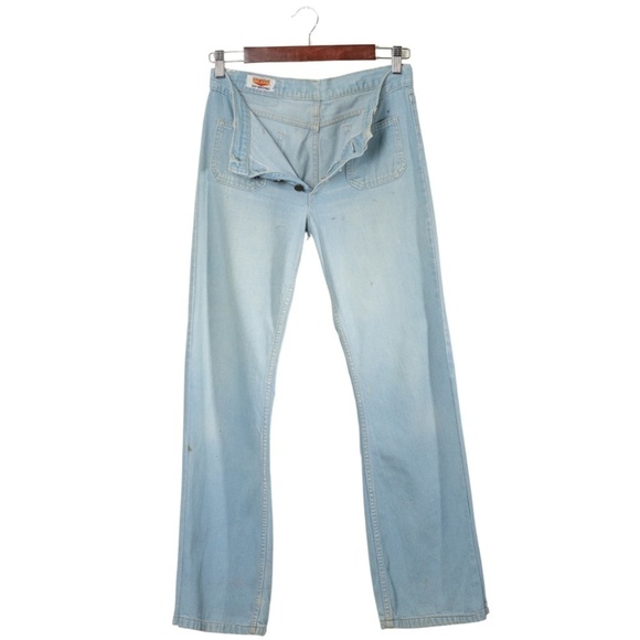 BIG JOHN Vintage Japanese Denim Flared Leg Jeans Size 29 70s Disco Light Wash - Picture 5 of 9